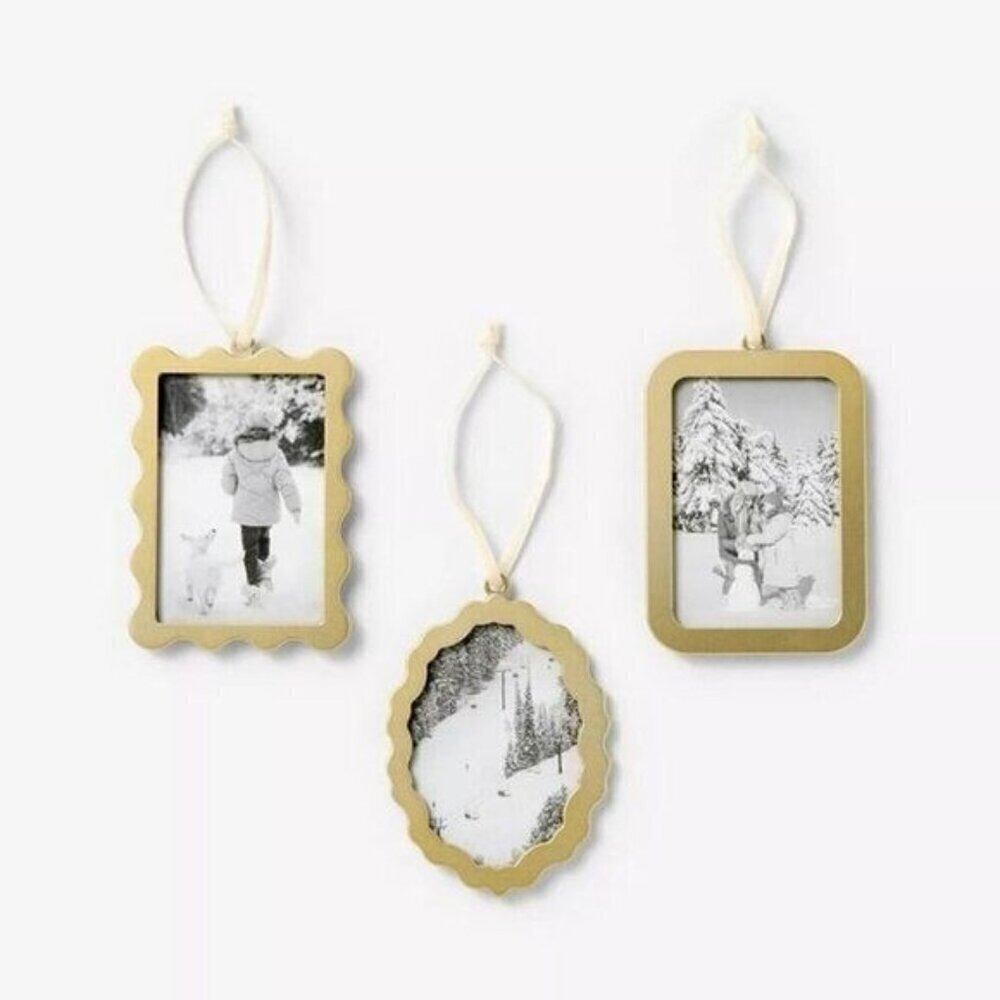 3pc Gold Picture Frame Ornaments Gold - Threshold Studio‎ McGee, Christmas 2024